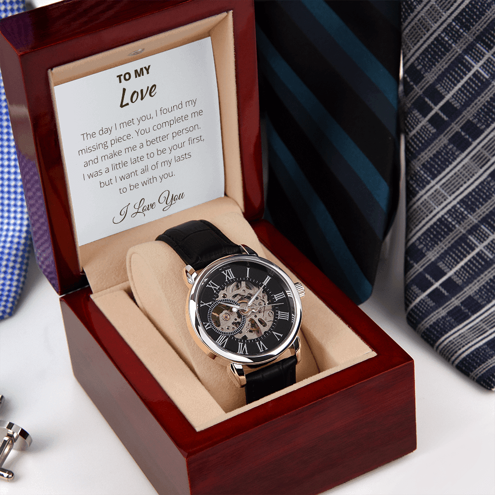 To My Love - Custom Men's Openwork Watch With Message and Luxury Box - 4Lovebirds