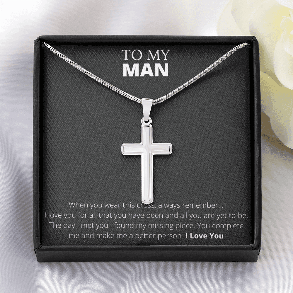 To My Man - Stainless Steel Cross Necklace - 4Lovebirds