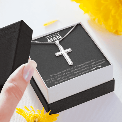 To My Man - Stainless Steel Cross Necklace - 4Lovebirds