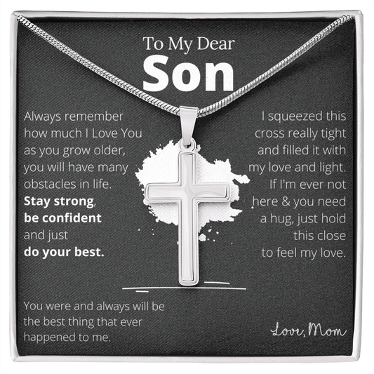 To My Son - Stainless Steel Cross Necklace - 4Lovebirds