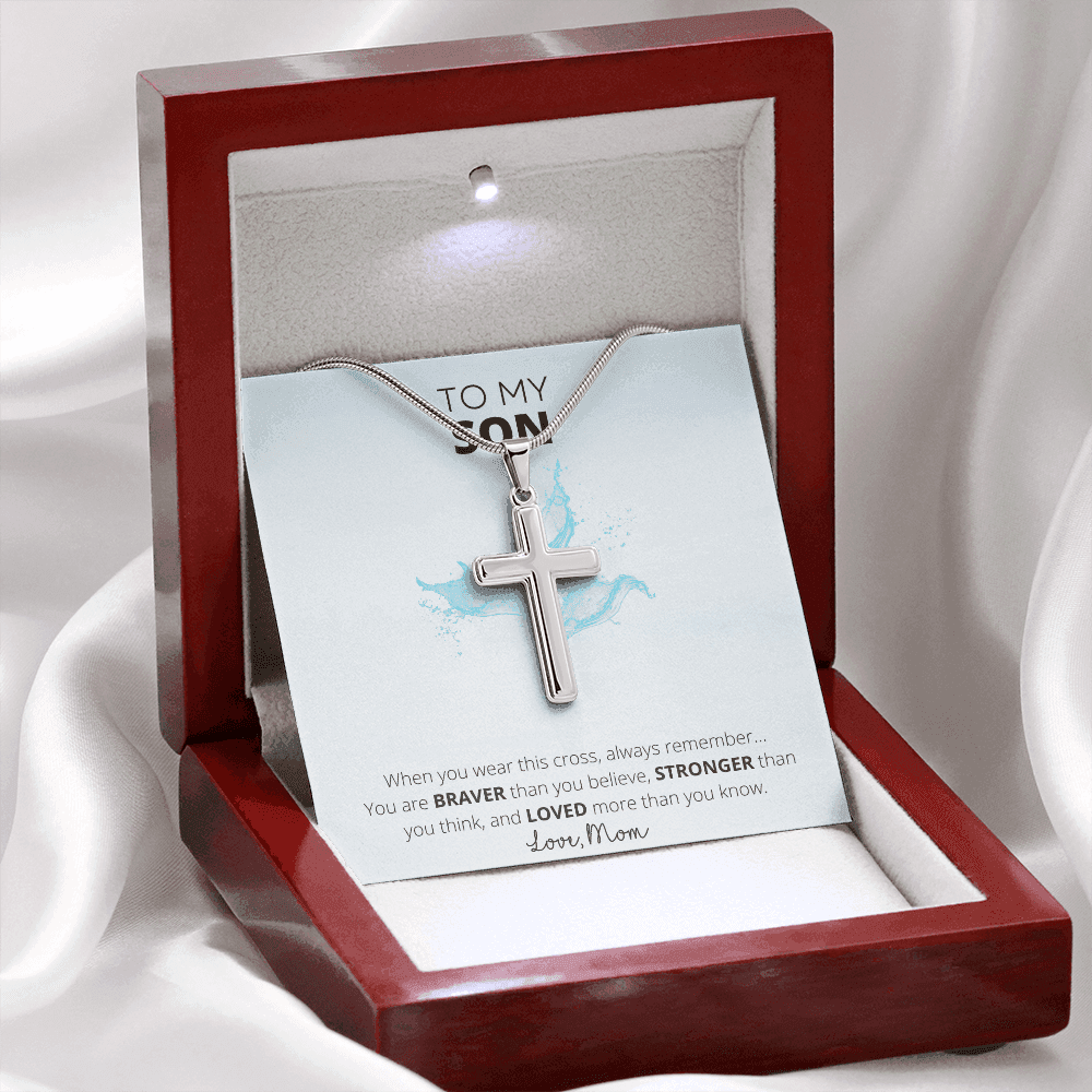 To My Son - Stainless Steel Cross Necklace - 4Lovebirds