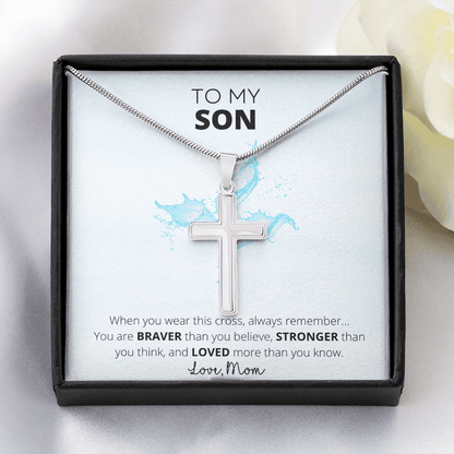 To My Son - Stainless Steel Cross Necklace - 4Lovebirds