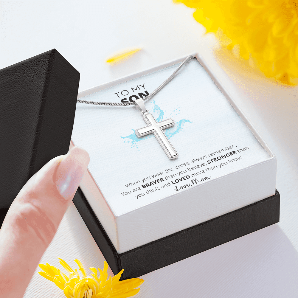 To My Son - Stainless Steel Cross Necklace - 4Lovebirds