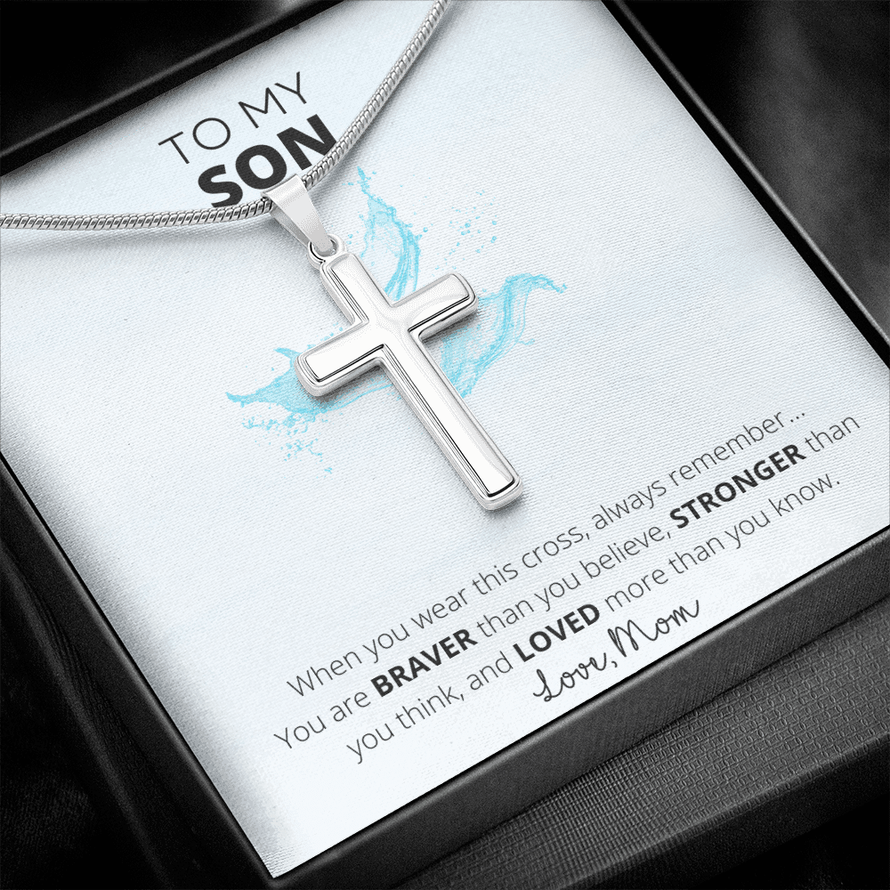 To My Son - Stainless Steel Cross Necklace - 4Lovebirds