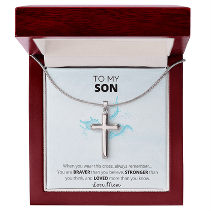 To My Son - Stainless Steel Cross Necklace - 4Lovebirds