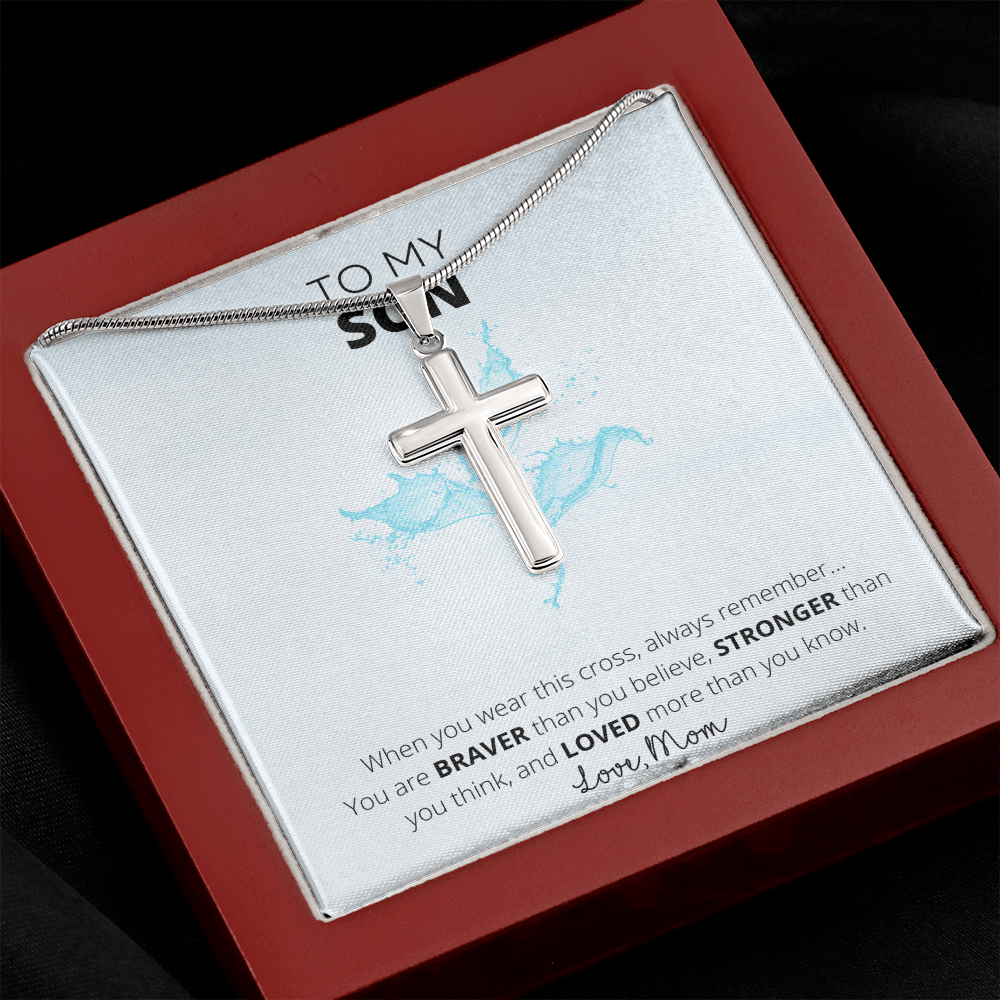 To My Son - Stainless Steel Cross Necklace - 4Lovebirds