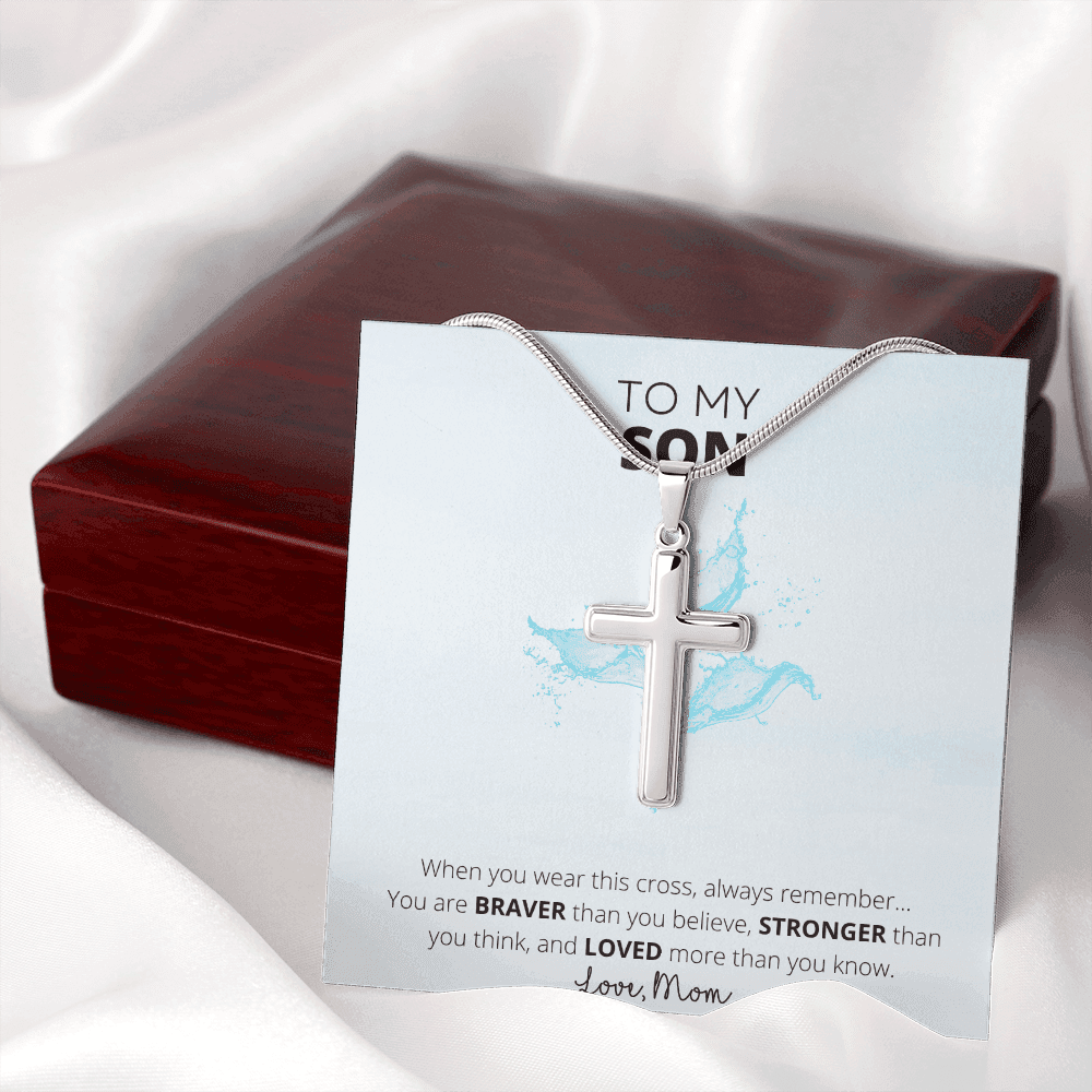 To My Son - Stainless Steel Cross Necklace - 4Lovebirds