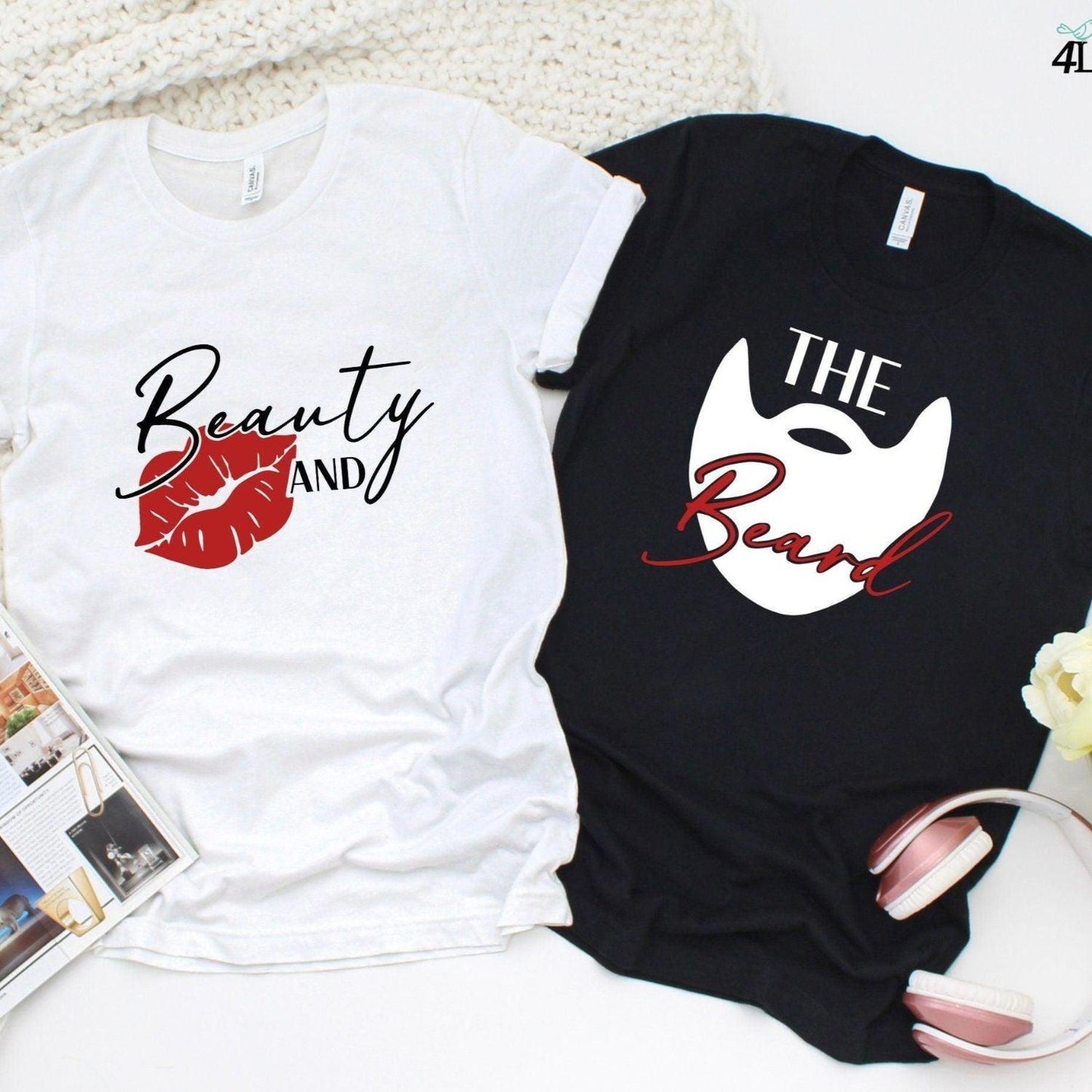 Valentines Day Couple Matching Set: Beauty & Beard Hoodie & Sweatshirt! - 4Lovebirds