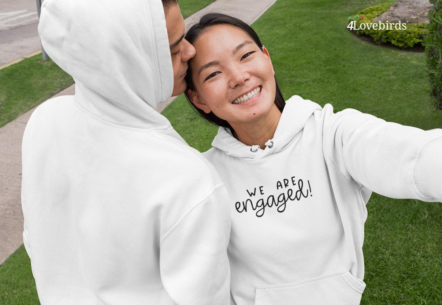 We are engaged Hoodie, Engagement Matching Shirt, Wedding Gift, Fiance / Bride Longsleeve, Honeymoon Sweatshirt, Engagement Announcement - 4Lovebirds