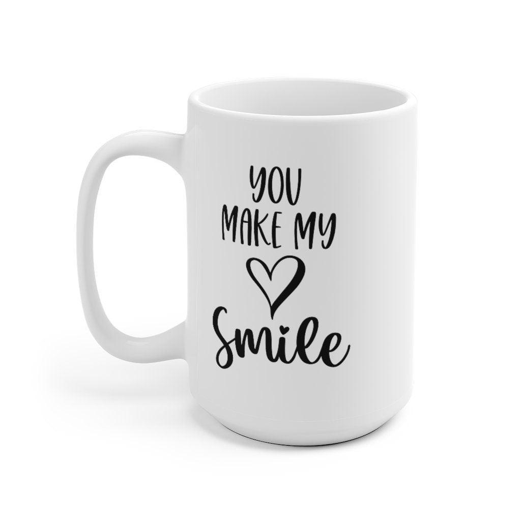You make my heart smile Mug, Lovers Mug, Gift for Couple, Valentine Mug, Boyfriend | Girlfriend, Cute Mug, Plain model - 4Lovebirds