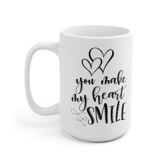 You make my heart Smile Mug, Lovers Mug, Gift for Couples, Valentine Mug, Boyfriend / Girlfriend Mug, Cute Mug - 4Lovebirds