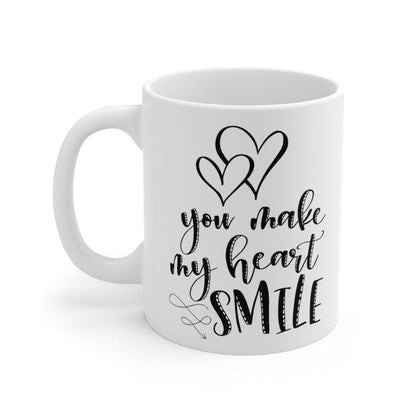 You make my heart Smile Mug, Lovers Mug, Gift for Couples, Valentine Mug, Boyfriend / Girlfriend Mug, Cute Mug - 4Lovebirds
